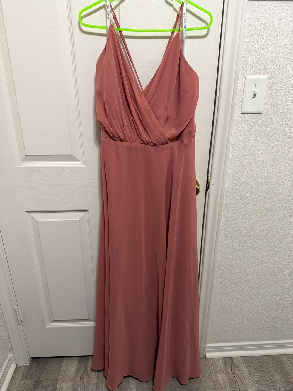 Mauve Pink Wrap-Front Spaghetti-Strap Maxi Dress